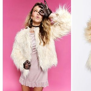 Faux Fur Open-Front Coat